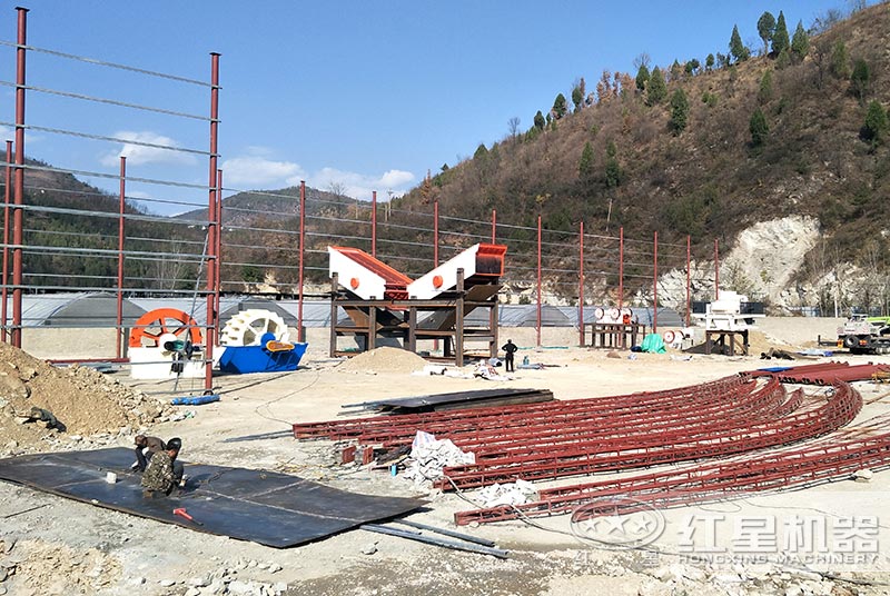 鵝卵石制砂生產線安裝現場 鵝卵石制砂生產線安裝現場