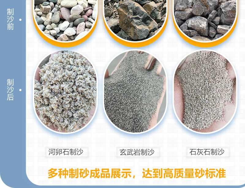 不同種類物料制沙前后 不同種類物料制沙前后